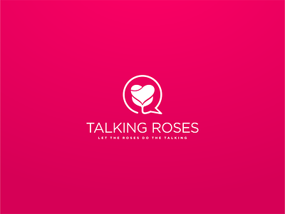 Talking Rose Logo Design bubble chat flat flower logo design message pink rose roses