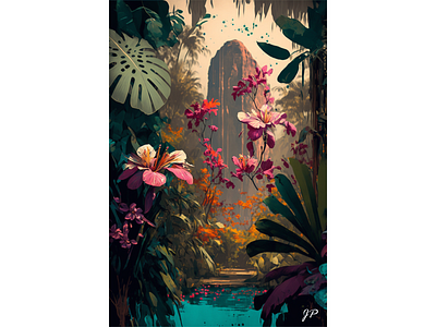 Tropical Environment absract colorful creative design illustration