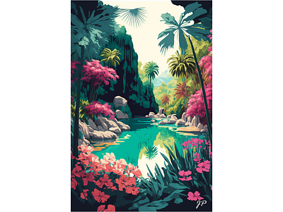 Tropical Environment absract cinematic creative design illustration