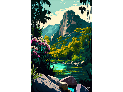 Tropical Environment absract cinematic creative design illustration