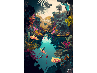 Tropical Environment absract cinematic creative design illustration