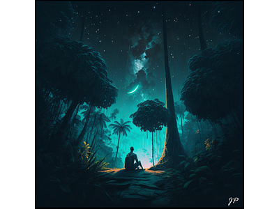 Night Forest absract cinematic creative design illustration