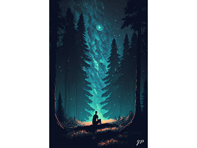 Night Forest absract cinematic creative design illustration