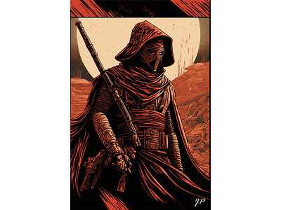 Kylo Ren Woodcut absract cinematic creative design illustration star wars wood cut