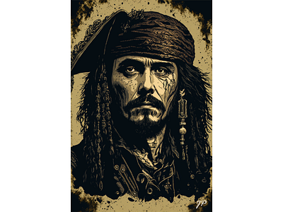 Jack Sparrow Woodcut absract cinematic creative design illustration