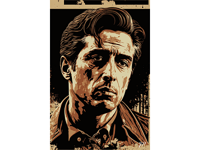 Al Pacino as Michael Corleone Woodcut absract cinematic creative design illustration