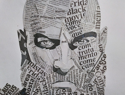 Kratos - Newspaper Portrait Collage artwork blackandwhite collage game illustration newspaper portrait