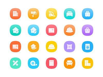 A flat set of ICONS