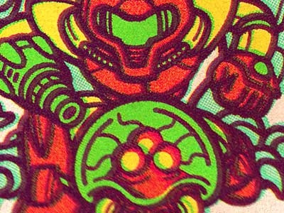 "Vintage" Metroid alien illustration metroid nes printing texture