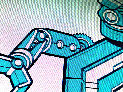 Robot Teaser blue in progress mascot robot vector