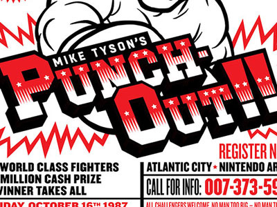 Mike Tyson's Punch-Out!! black boxing illustration nes nintendo poster red tournament vector vintage