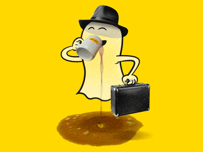 A Hot Cup of Boo Brew ghost halloween spooptober dennys gif animation madmen business briefcase loop