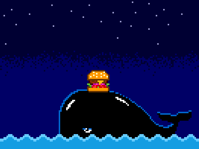 One Whale of a Burger animation burger dennys fish gif nes pixel pixel art whale