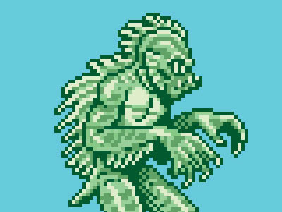 Gillman 80s horror monster squad nes pixel art sea monster