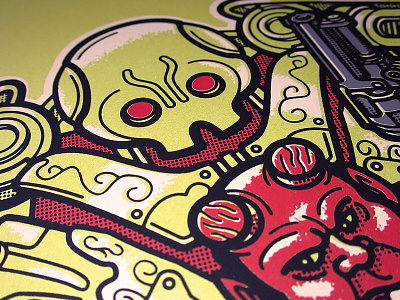 Hellboy 2 Print cartoon golden army hellboy illustration print robot screenprint vector