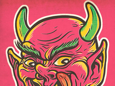 Apple Devil comic devil monster tongue vintage