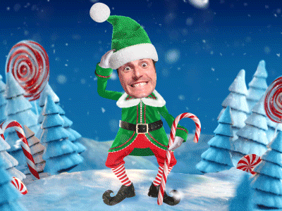 Christmas Elf Dance candy cane christmas dance elf gif hat holiday jib jab jibjab north pole snow xmas