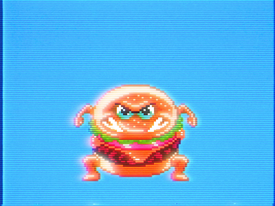 Sumo Burger Stomp 16bit 8bit burger cheeseburger hamburger hangry hungry illustration nes pixel art pixels sumo videogames