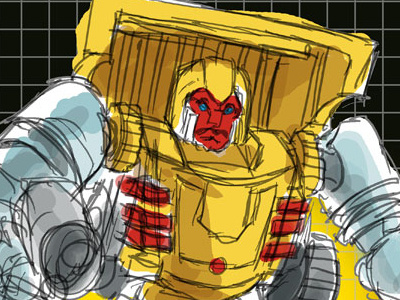 Shafter Sketch 01 80s illustration robot transformers