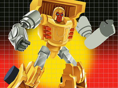 Robo Progress 80s airbrush illustration robot transformers