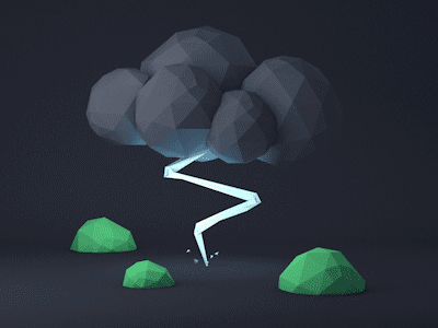 Low Poly Thunderstorm 3d animation gif lightening low poly storm