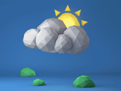 Low Poly Sunny Day 3d animation clouds gif low poly sunny weather