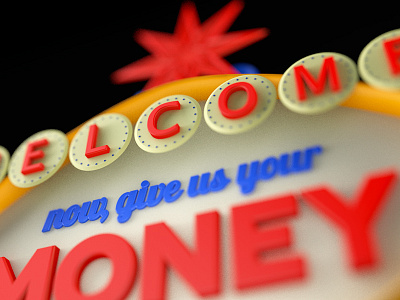 Vegas Style Sign - Close Up 3d money render signage vegas