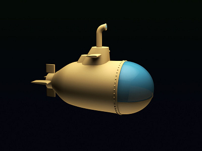 Little Sub - work in progress 3d render submarine yellow