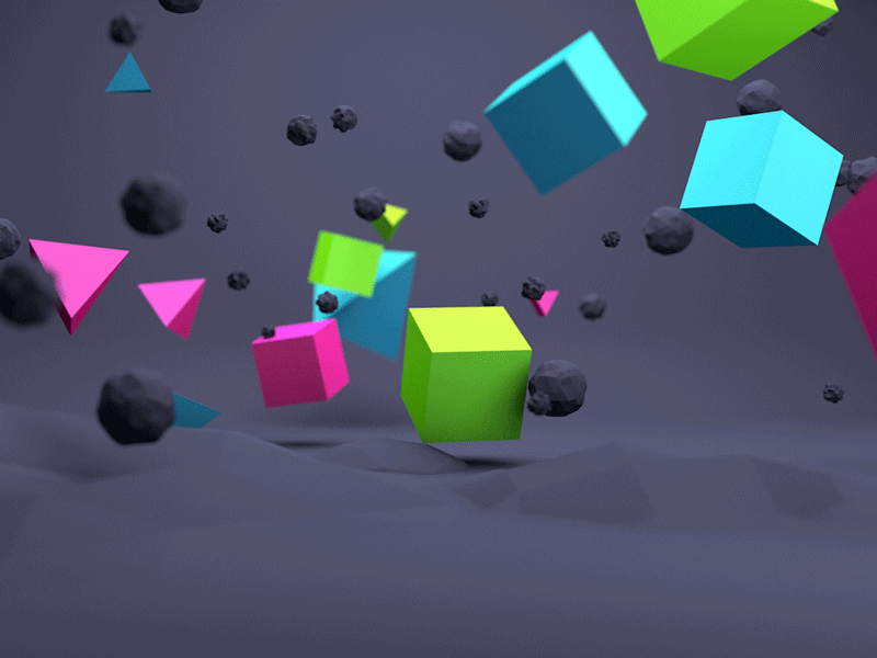 Depth 3d animated colourful dof gif render
