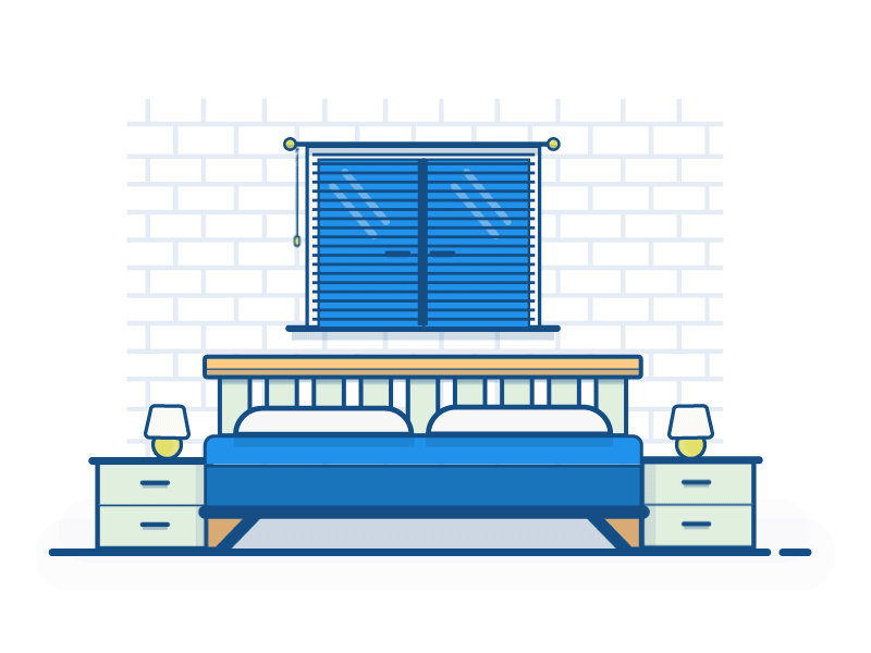 The Bedroom - Animated 2d animated bed blinds gif illustration lamp room window