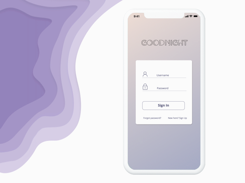 GoodNight Smart Home App- Log in animation app login smarthome ui ux