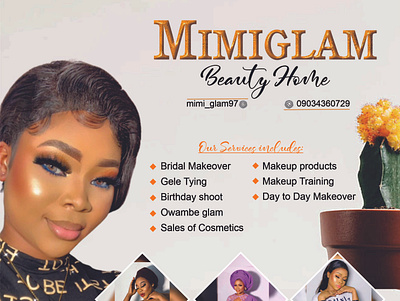 Mimiglam Beauty Home branding flyer graphic design