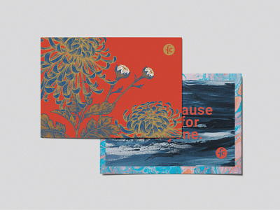 Post. Card. art blue branding card design design flat floral flower identity illustration postcard psychadelic red vector