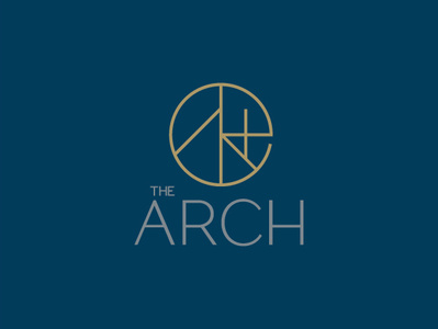 The Arch arch architechture architect blue branding emblem gold identity logo minimal typography