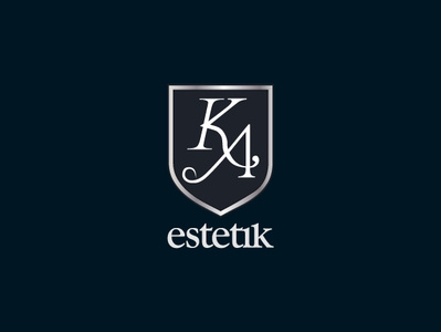 KA Estetik aesthetic agency branding design emblem estetik identity logo shield silver typography