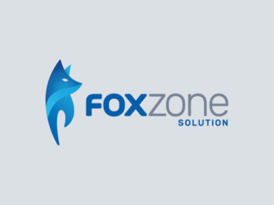 Foxzone Solution blue branding design fox icon identity logo smart solution vector zone