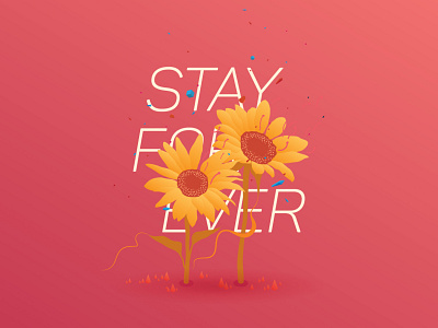 Stay Forever design flat floral forever illustration stay sunflower vector