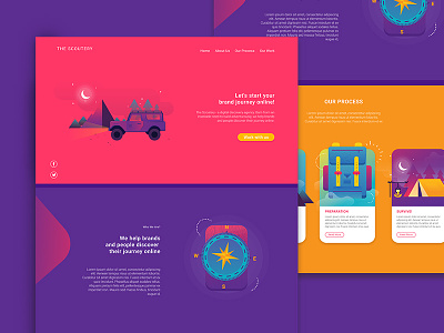 Scoutery Landing Page Concept adventure agency illustration landing page vibrance
