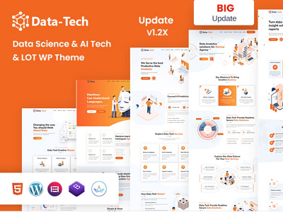 DataTech - Data Science & AI Tech And IOT WordPress Theme https: 3d animation app branding design graphic design illustration logo typography ui ux vector