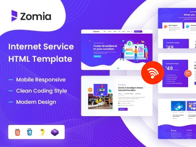 Zomia - ISP & Internet Service HTML5 Template 3d animation branding design graphic design illustration logo motion graphics ui vector