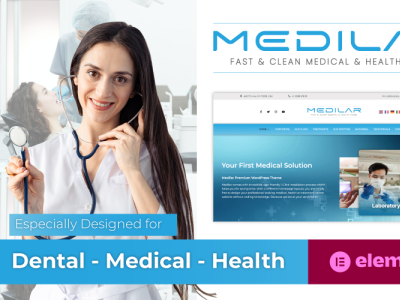 Medilar - Fast & Clean Medical & Health Clinic Wordpress Theme 3d animation branding design graphic design illustration logo motion graphics ui vector