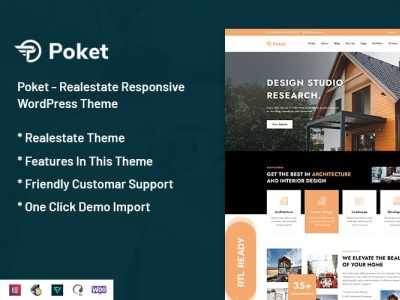 Poket - Real-estate Responsive WordPress Theme 3d animation branding design graphic design illustration logo motion graphics ui vector