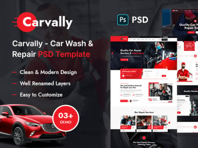 Car Wash and Repair Service PSD Template 3d animation branding design graphic design illustration logo motion graphics ui vector