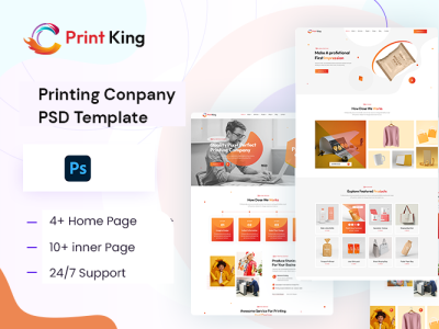 PrintKing - Printing Company and Design Service PSD Template 3d animation branding design graphic design illustration logo motion graphics ui vector
