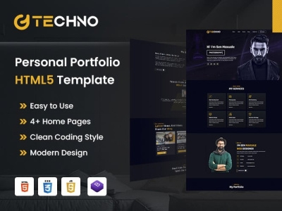 Techno Personal Portfolio HTML5 Template 3d animation branding design graphic design illustration logo motion graphics ui vector