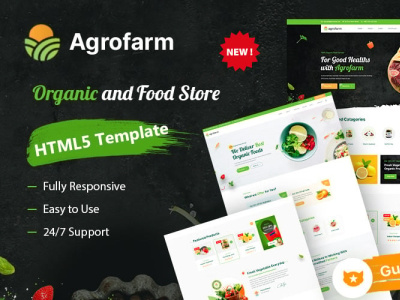 Agrofarm - Organic Food & Organic Store HTML5 Template 3d animation branding design graphic design illustration logo motion graphics ui vector