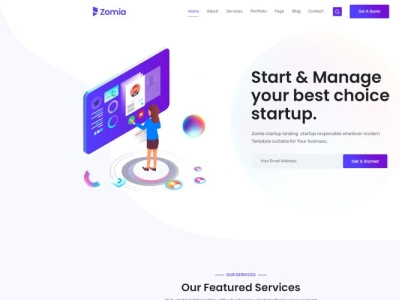 Zomia Startup Agency HTML5 Template 3d animation branding design graphic design illustration logo motion graphics ui vector