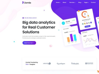 Zomia Data Analytics HTML5 Template 3d animation branding design graphic design illustration logo motion graphics ui vector