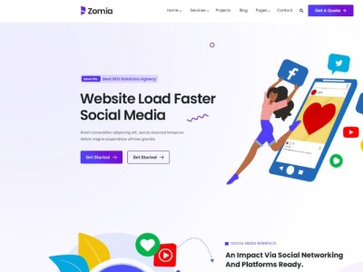 Zomia Social Marketing HTML5 Template 3d animation branding design graphic design illustration logo motion graphics ui vector