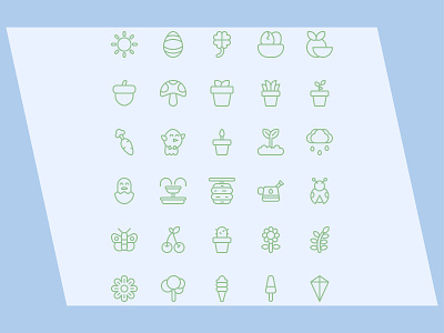 Spring ecology happy icon outline plant spring sun vector